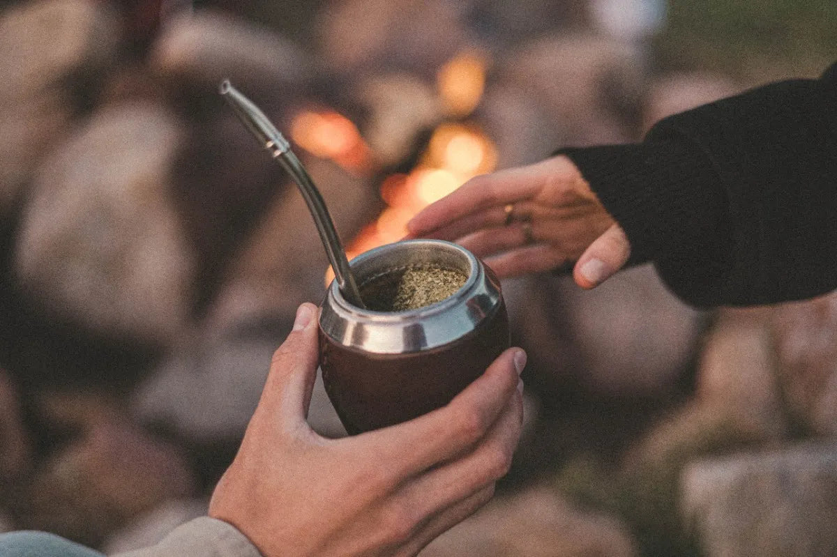 Mate Forrado en Cuero y Bombilla Alpaca