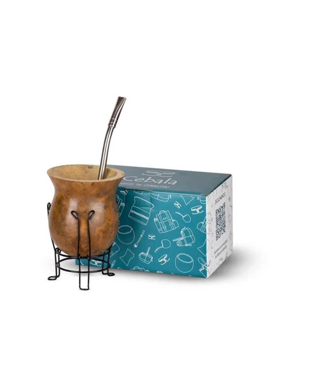 Mate, Bombilla Alpaca y Posa Mate de Alambre