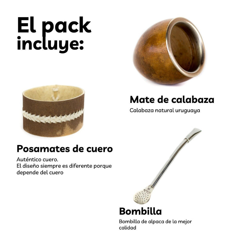 Mate de calabaza Personalizado, Posa mate artesanal y Bombilla