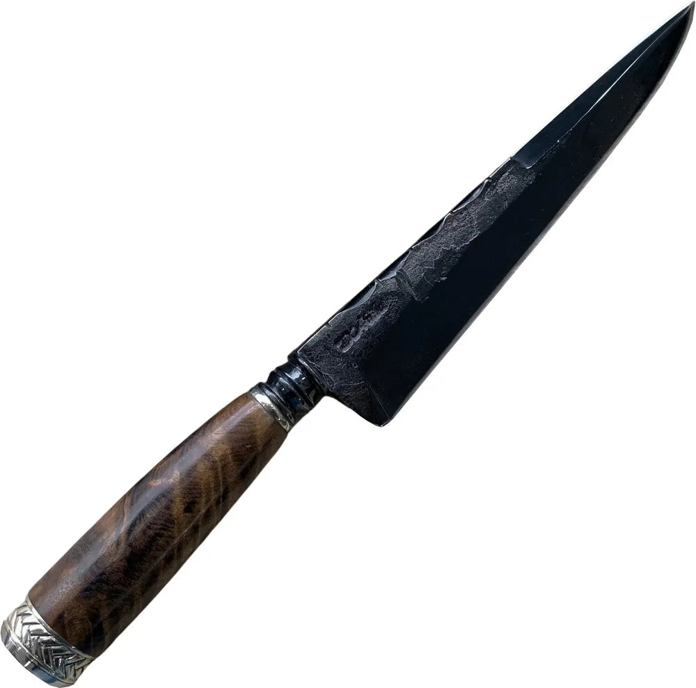 Cuchillo Gaucho Torneado 20cm, acero al carbono, mango de madera