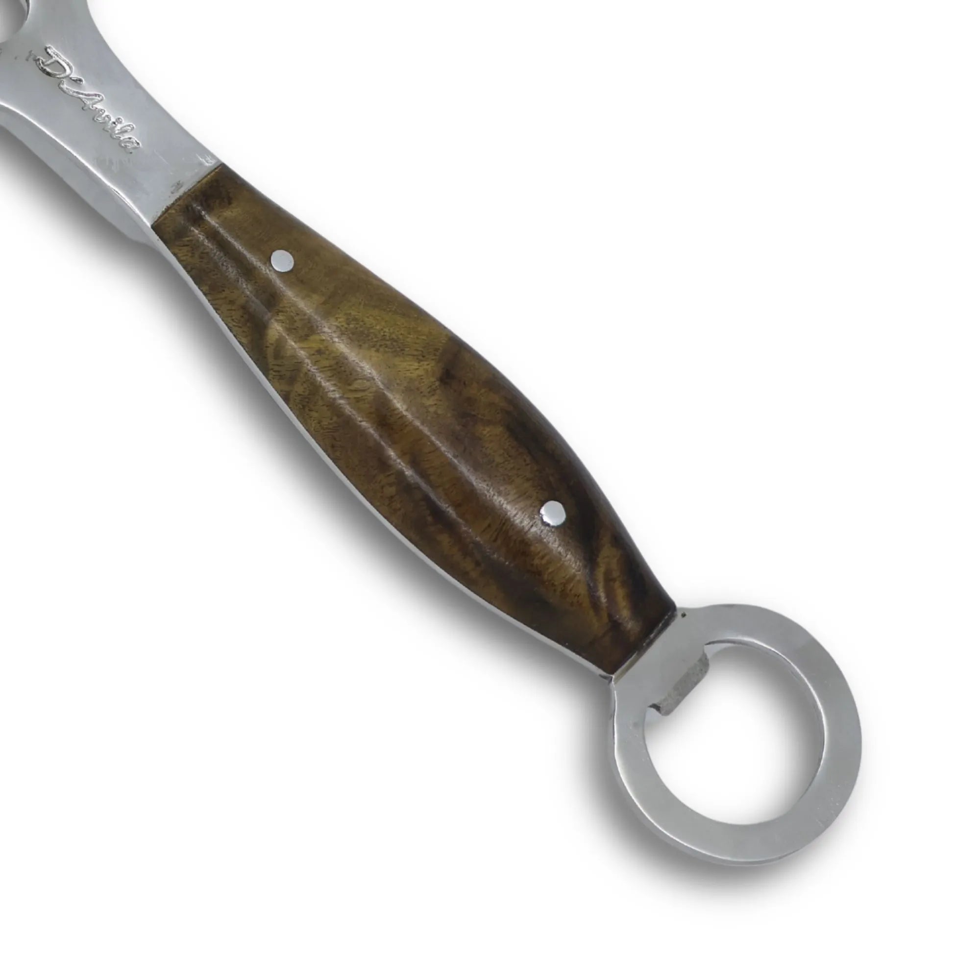 Tenedor de acero inoxidable con mango de madera